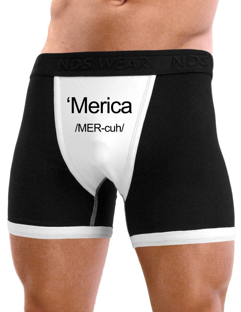 Merica Text Mens Boxer Brief Underwear-Boxer Briefs-NDS Wear-Black-with-White-Small-NDS WEAR