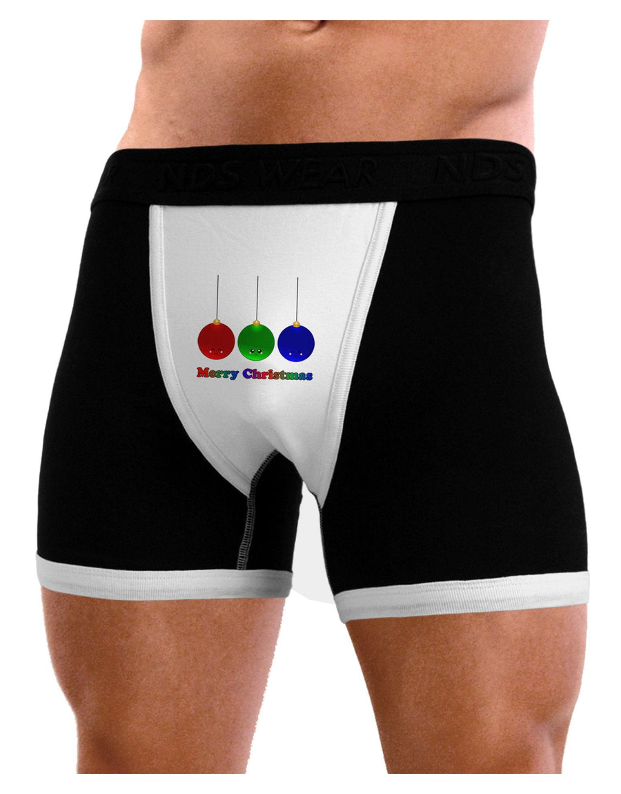 Merry Christmas Cute Christmas Ornaments Mens Boxer Brief Underwear-Ornament-NDS Wear-Black-with-White-Small-NDS WEAR