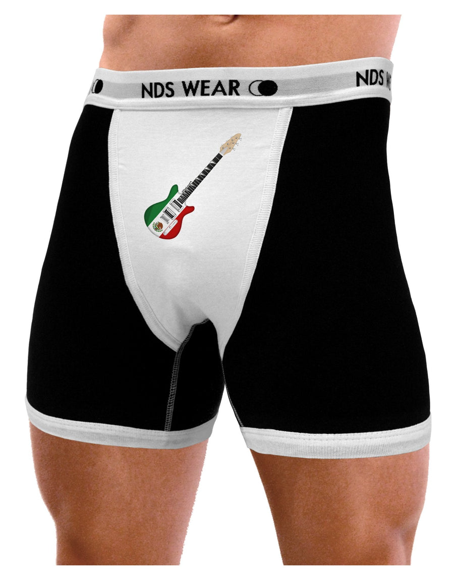 Mexican Flag Guitar Design Mens Boxer Brief Underwear by TooLoud-Boxer Briefs-NDS Wear-Black-with-White-Small-NDS WEAR