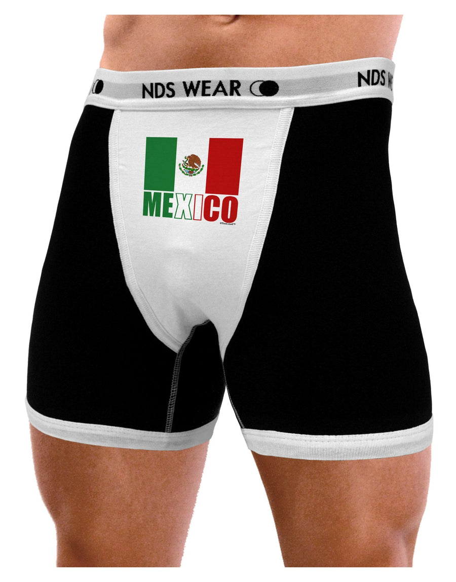 Mexican Flag - Mexico Text Mens Boxer Brief Underwear by TooLoud-Boxer Briefs-NDS Wear-Black-with-White-Small-NDS WEAR