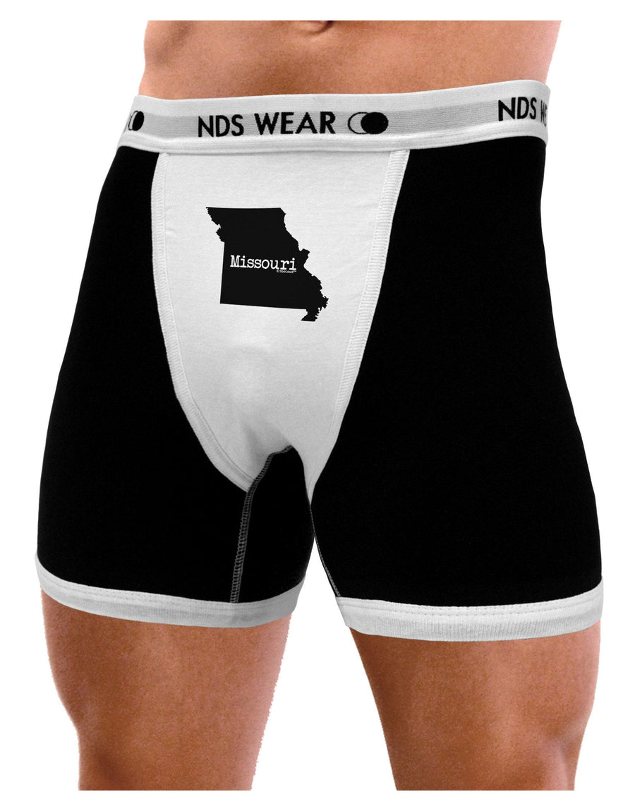 Missouri - United States Shape Mens Boxer Brief Underwear-Boxer Briefs-NDS Wear-Black-with-White-Small-NDS WEAR