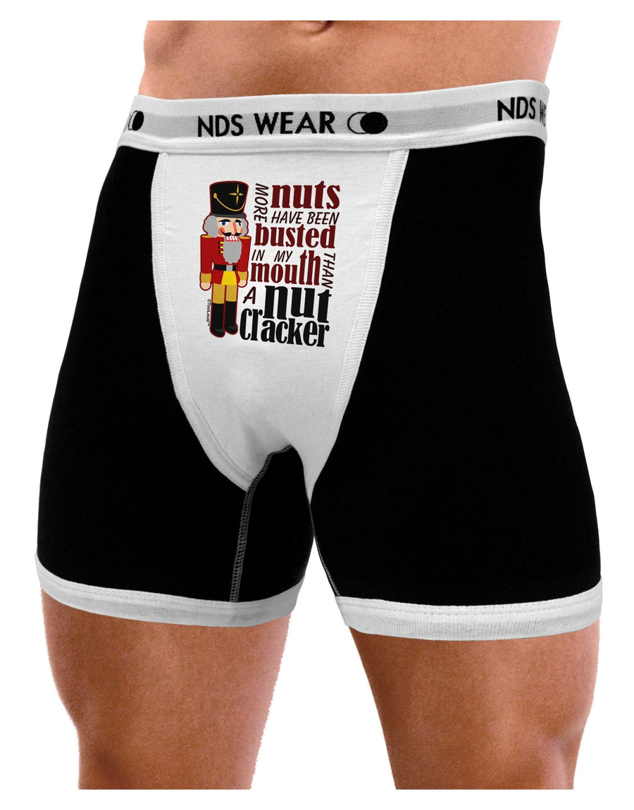 More Nuts Busted - My Mouth Mens Boxer Brief Underwear by NDS Wear-Boxer Briefs-NDS Wear-Black-with-White-Small-NDS WEAR