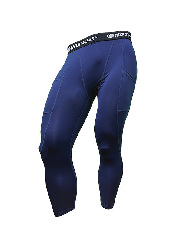 NDS Wear Men's 3/4 Compression Active Tights Color Navy-Compression Tights-NDS Wear-NDS WEAR