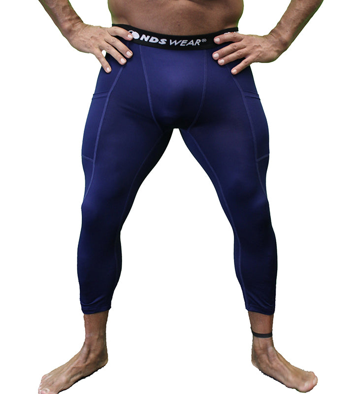 NDS Wear Men's 3/4 Compression Active Tights Color Navy-Compression Tights-NDS Wear-Small-Navy-NDS WEAR