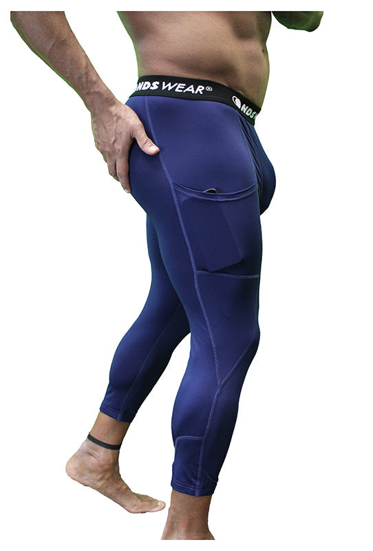 NDS Wear Men's 3/4 Compression Active Tights Color Navy-Compression Tights-NDS Wear-NDS WEAR