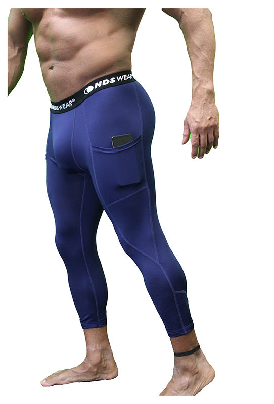 NDS Wear Men's 3/4 Compression Active Tights Color Navy-Compression Tights-NDS Wear-NDS WEAR