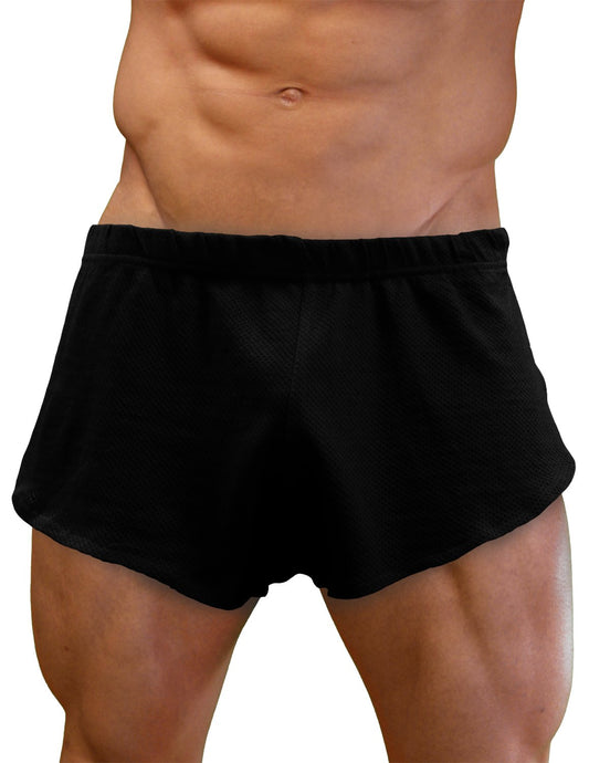 NDS Wear Mens Cotton Mesh Side Split Short Black-Mens Shorts-NDS Wear-Small-NDS WEAR