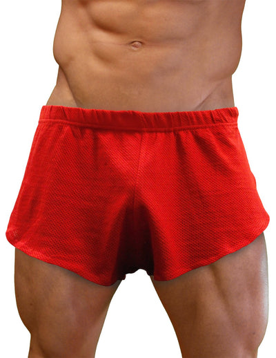 NDS Wear Mens Cotton Mesh Side Split Short Red-Mens Shorts-NDS Wear-Small-NDS WEAR