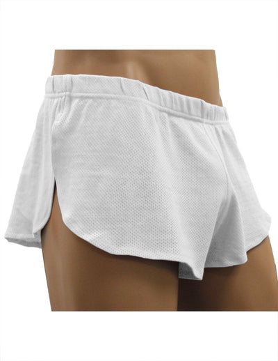 NDS Wear Mens Cotton Mesh Side Split Short White-Mens Shorts-NDS Wear-NDS WEAR