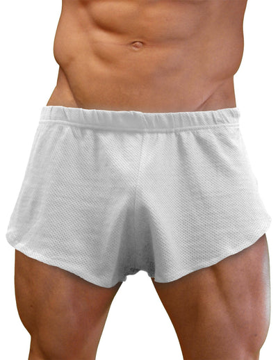 NDS Wear Mens Cotton Mesh Side Split Short White-Mens Shorts-NDS Wear-Small-NDS WEAR