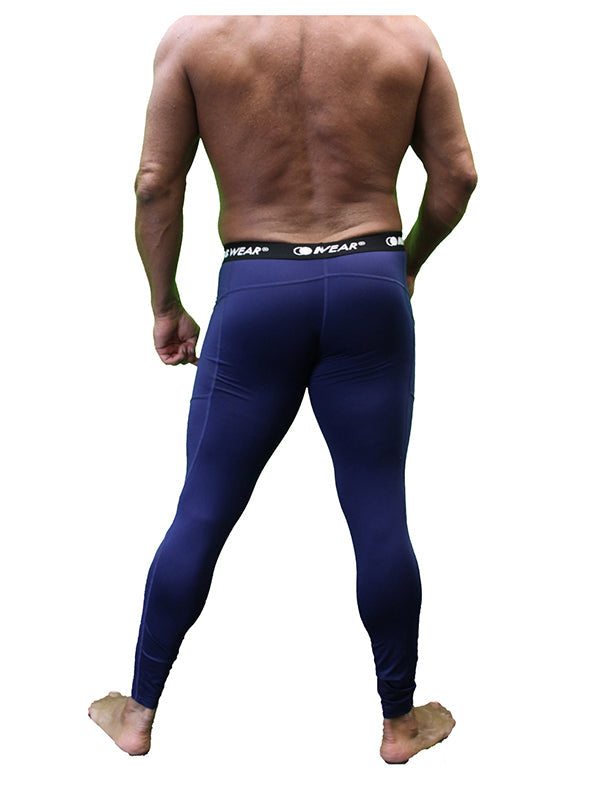 NDS Wear Men’s Full-Length Compression Tights – Athletic Sport Pants with Pockets (Navy)-Compression Tights-NDS Wear-NDS WEAR