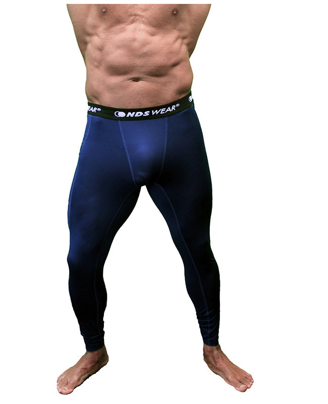NDS Wear Men’s Full-Length Compression Tights – Athletic Sport Pants with Pockets (Navy)-Compression Tights-NDS Wear-NDS WEAR