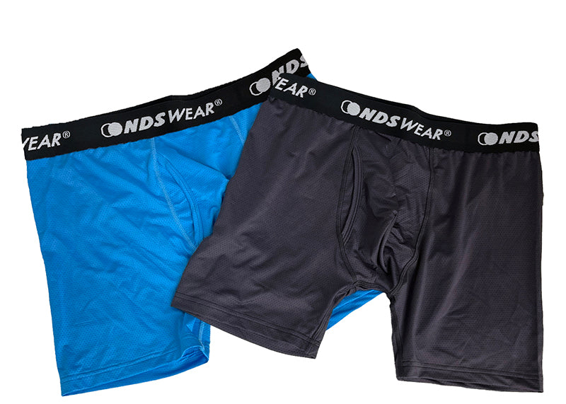 NDS Wear Mens Sport Mesh Boxer-Brief Fly Front 2 Pack Black & Blue-Boxer Briefs-NDS WEAR-Small-Black-Blue-NDS WEAR