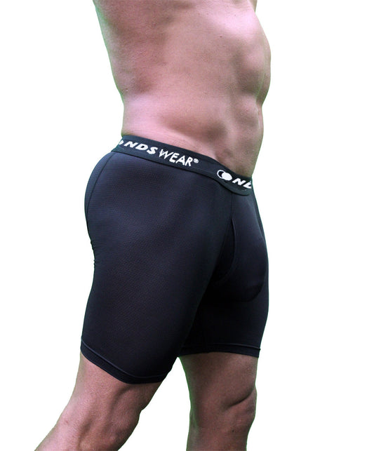 NDS Wear Mens Sport Mesh Boxer Briefs Fly Front 2 Pack Black & Blue-Boxer Briefs-NDS WEAR-NDS WEAR
