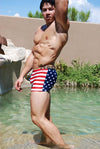Neptio Men's Midcut Swimsuit - American Flag Design, Merica-Mens Squarecut Swimwear-NDS Wear-NDS WEAR