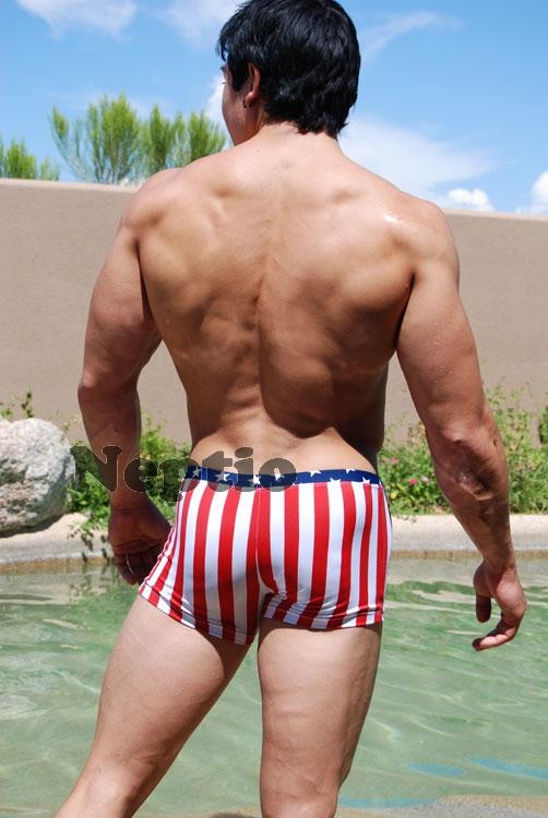 Neptio Stars & Stripes Square Cut Swimwear for Men: Embrace the Spirit of American Pride-mens midcut swimsuit-NDS Wear-NDS WEAR