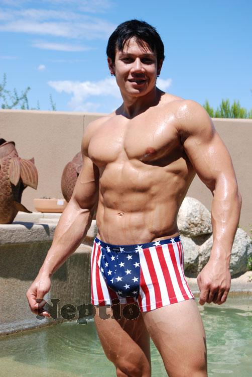 Neptio Stars & Stripes Swimsuit Square Cut Swimwear for Men - American Pride-mens midcut swimsuit-NDS Wear-NDS WEAR