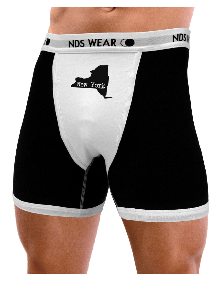 New York - United States Shape Mens Boxer Brief Underwear by TooLoud-Boxer Briefs-NDS Wear-Black-with-White-Small-NDS WEAR