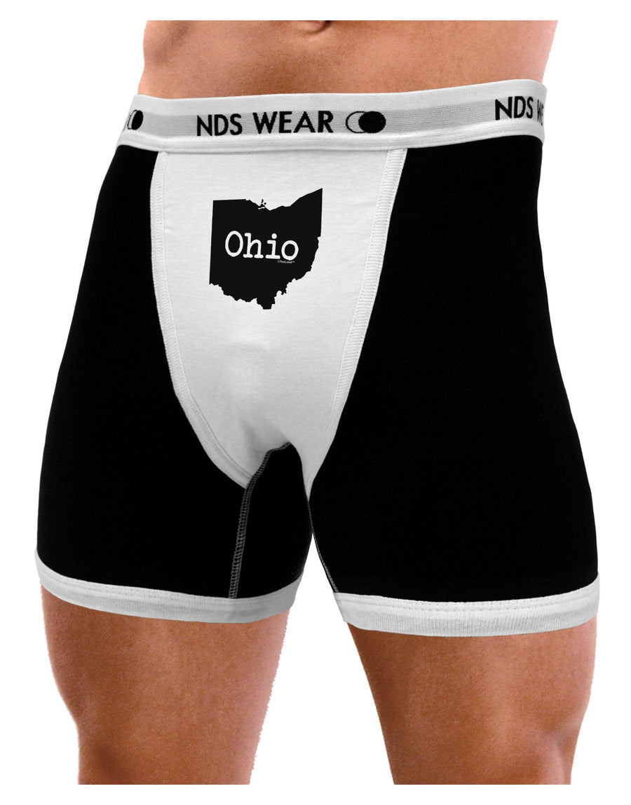 Ohio - United States Shape Mens Boxer Brief Underwear by TooLoud-Boxer Briefs-NDS Wear-Black-with-White-Small-NDS WEAR