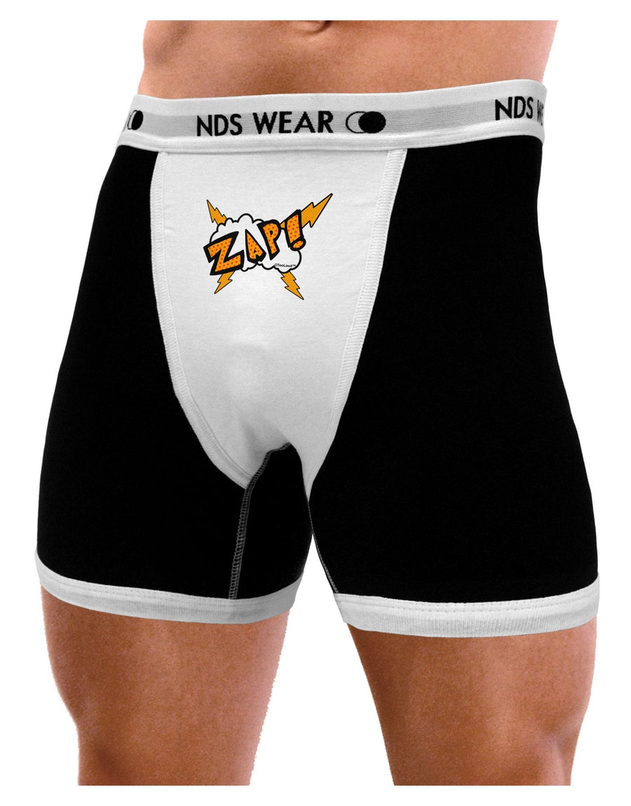 Onomatopoeia ZAP Mens Boxer Brief Underwear-Boxer Briefs-NDS Wear-Black-with-White-Small-NDS WEAR