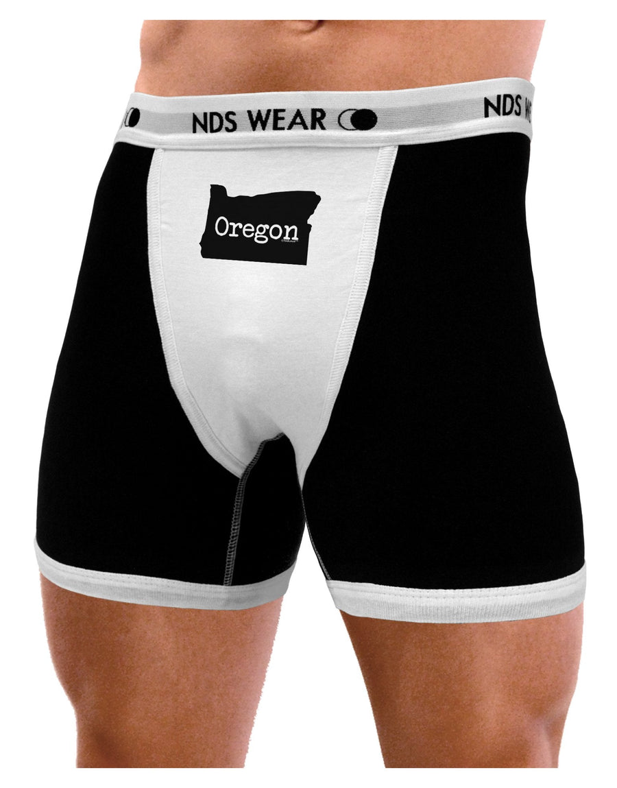 Oregon - United States Shape Mens Boxer Brief Underwear by TooLoud-Boxer Briefs-NDS Wear-Black-with-White-Small-NDS WEAR