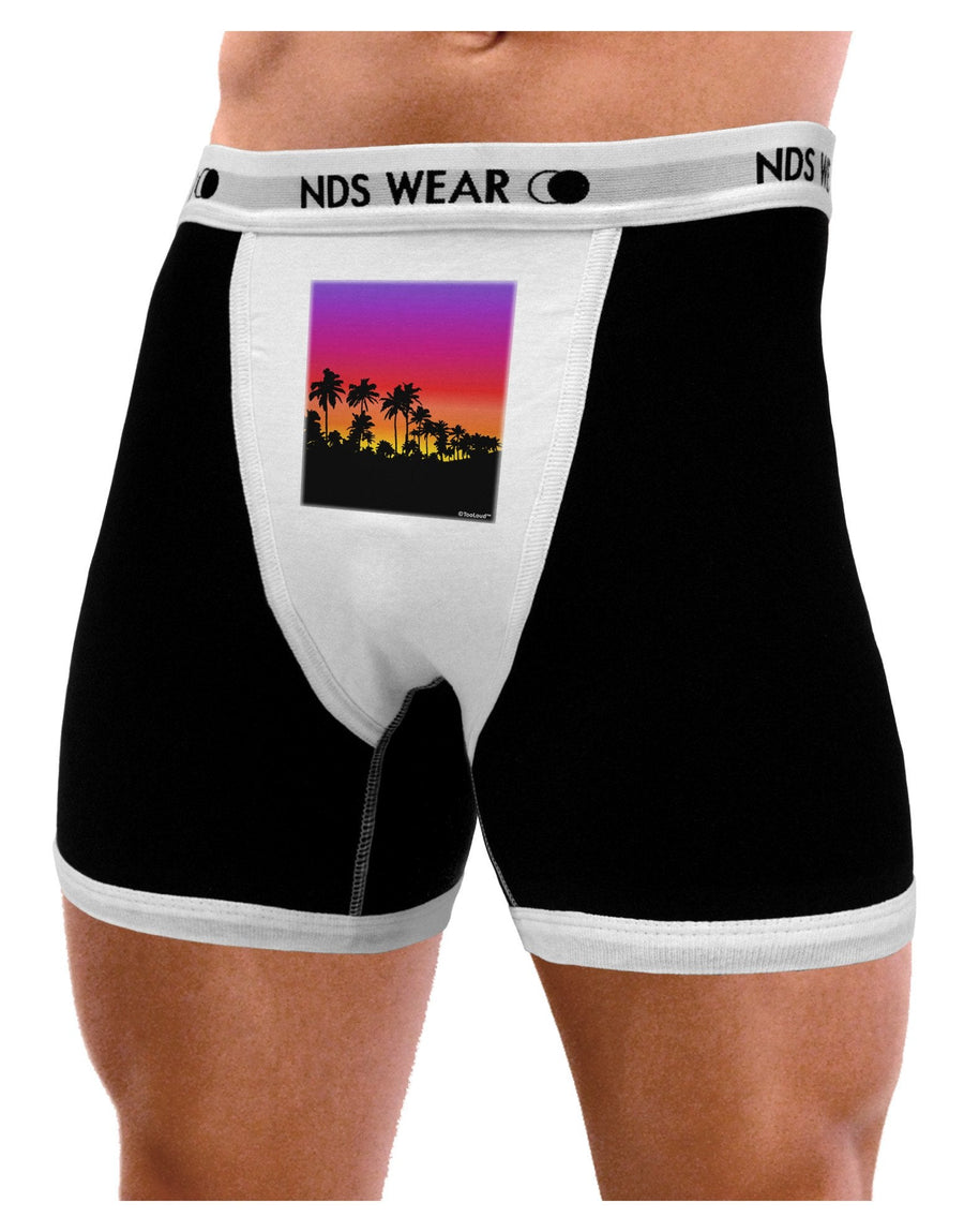 Palm Trees and Sunset Design Mens Boxer Brief Underwear by TooLoud-Boxer Briefs-TooLoud-Black-with-White-Small-NDS WEAR