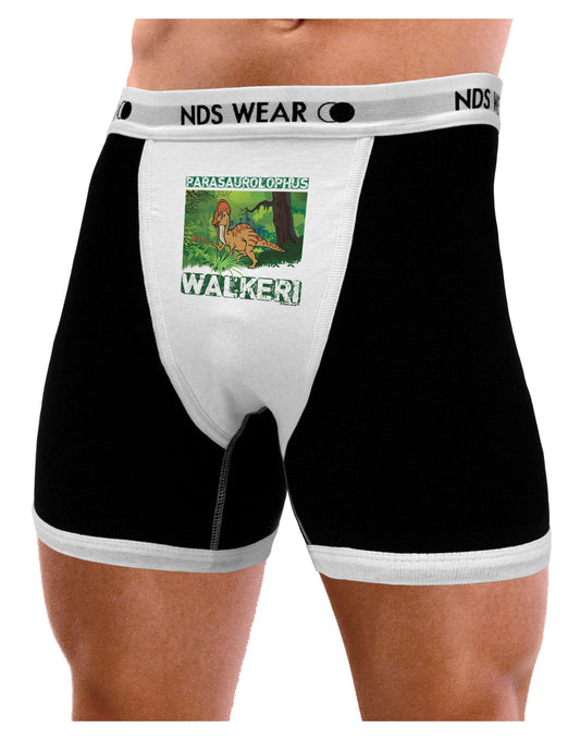 Parasaurolophus Walkeri - With Name Mens Boxer Brief Underwear-Boxer Briefs-NDS Wear-Black-with-White-Small-NDS WEAR