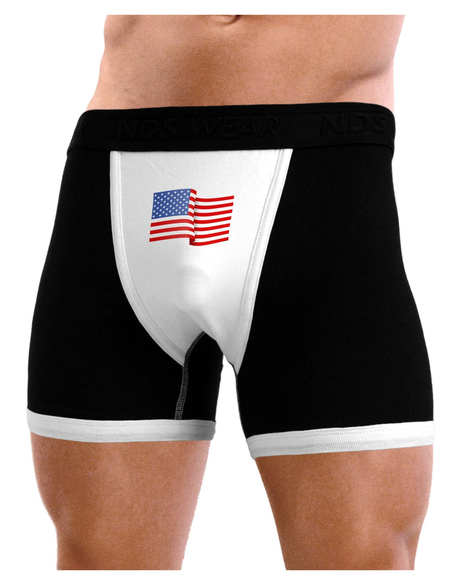 Patriotic Waving USA American Flag Mens Boxer Brief Underwear-Boxer Briefs-NDS Wear-Black-with-White-Small-NDS WEAR