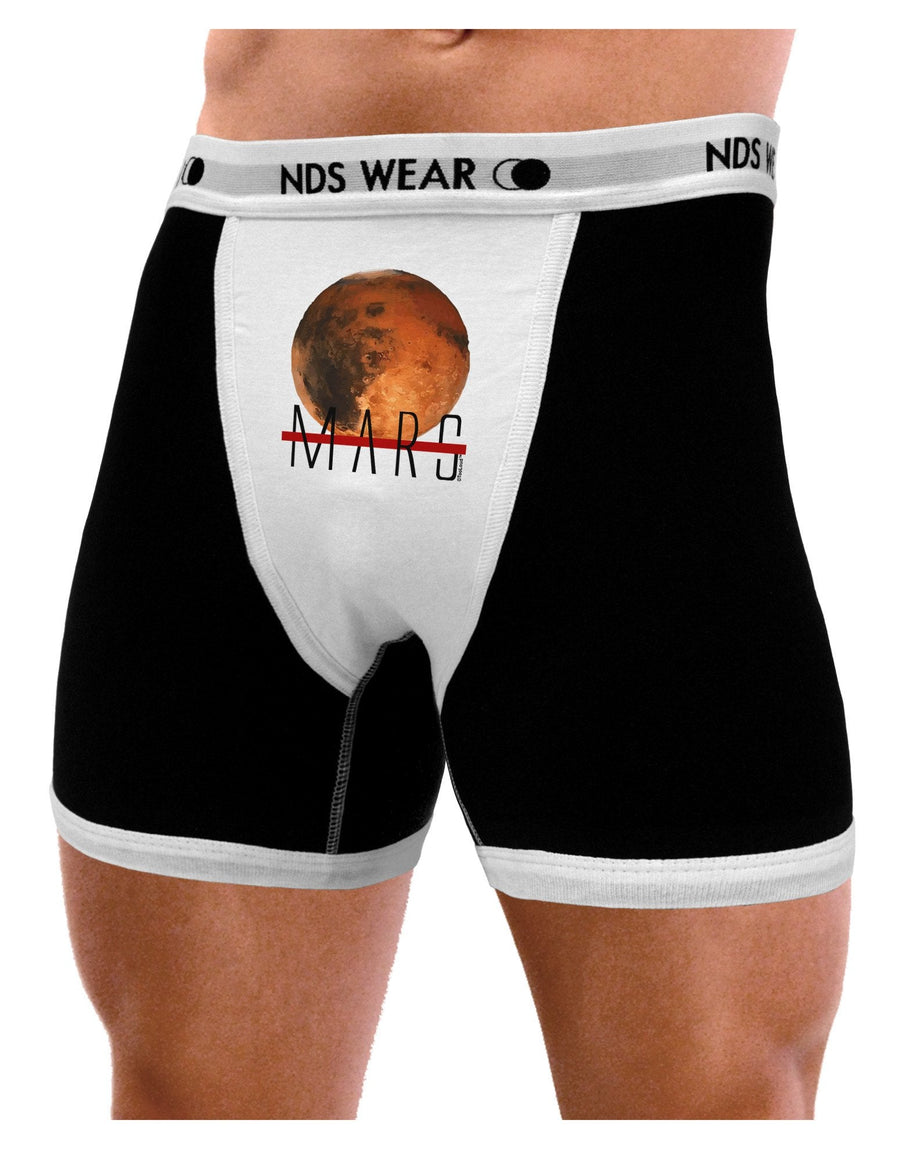 Planet Mars Text Mens Boxer Brief Underwear-Boxer Briefs-NDS Wear-Black-with-White-Small-NDS WEAR