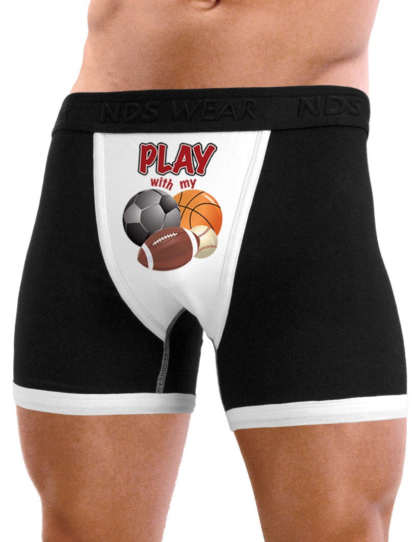 Play With My Balls - Mens Sexy Boxer Brief Underwear-Boxer Briefs-TooLoud-Black with White-Small-NDS WEAR