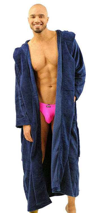 Plush Hooded Robe for Men-Robe-NDS WEAR-Small/Medium-Navy Blue-NDS WEAR