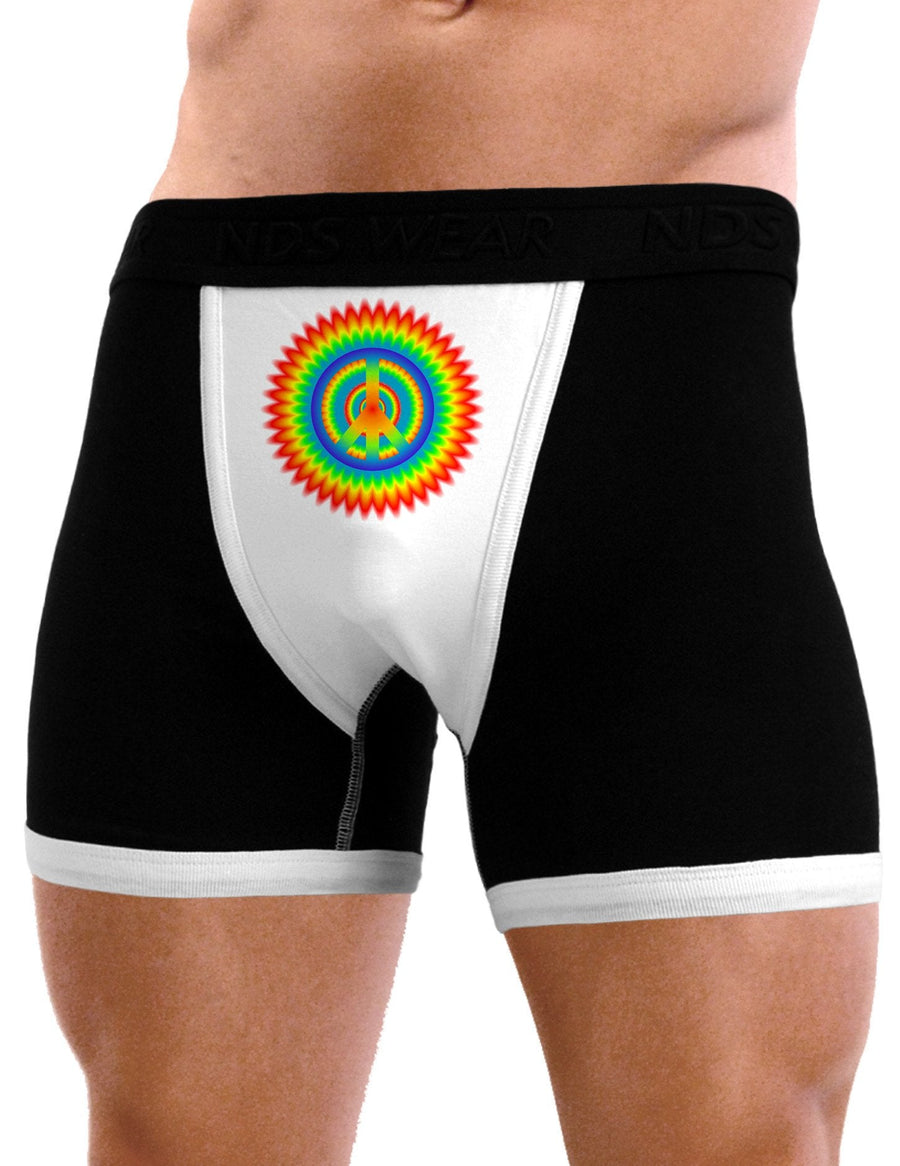 Psychedelic Peace Mens Boxer Brief Underwear-Boxer Briefs-NDS Wear-Black-with-White-Small-NDS WEAR