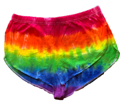 Rainbow Tie-Dye Adult Side Split Shorts-Short-NDS Wear-Small-Rainbow-Side-Split-Horizontal-NDS WEAR
