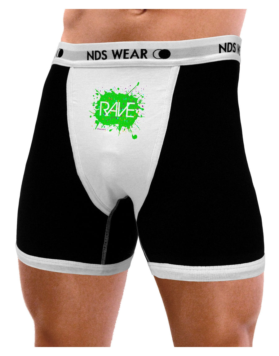 Rave Splatter Green Mens Boxer Brief Underwear-Boxer Briefs-NDS Wear-Black-with-White-Small-NDS WEAR