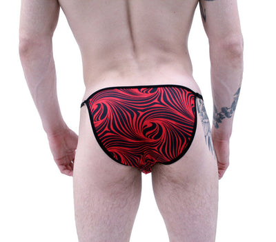 Red Black Cappuccino Stripes String Brief Underwear-Mens Bikini-NDS WEAR-NDS WEAR