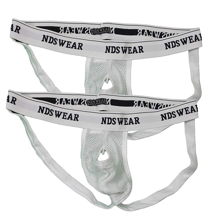 Shop NDS Wear's Cotton Mesh Jock Strap 2 PACK for Optimal Scrotal/Testicle Support-Jockstrap-NDS Wear-Small-White-NDS WEAR
