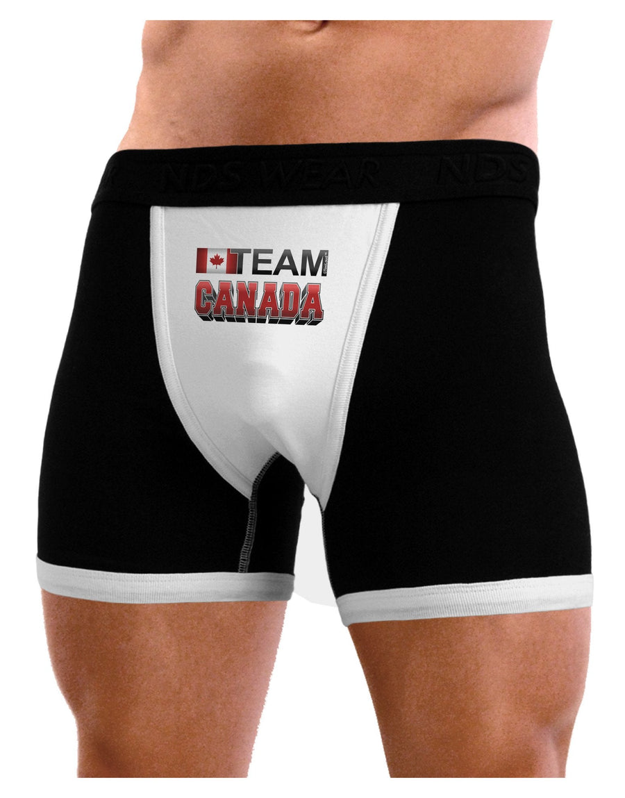 Sporty Team Canada Mens Boxer Brief Underwear-Boxer Briefs-NDS Wear-Black-with-White-Small-NDS WEAR