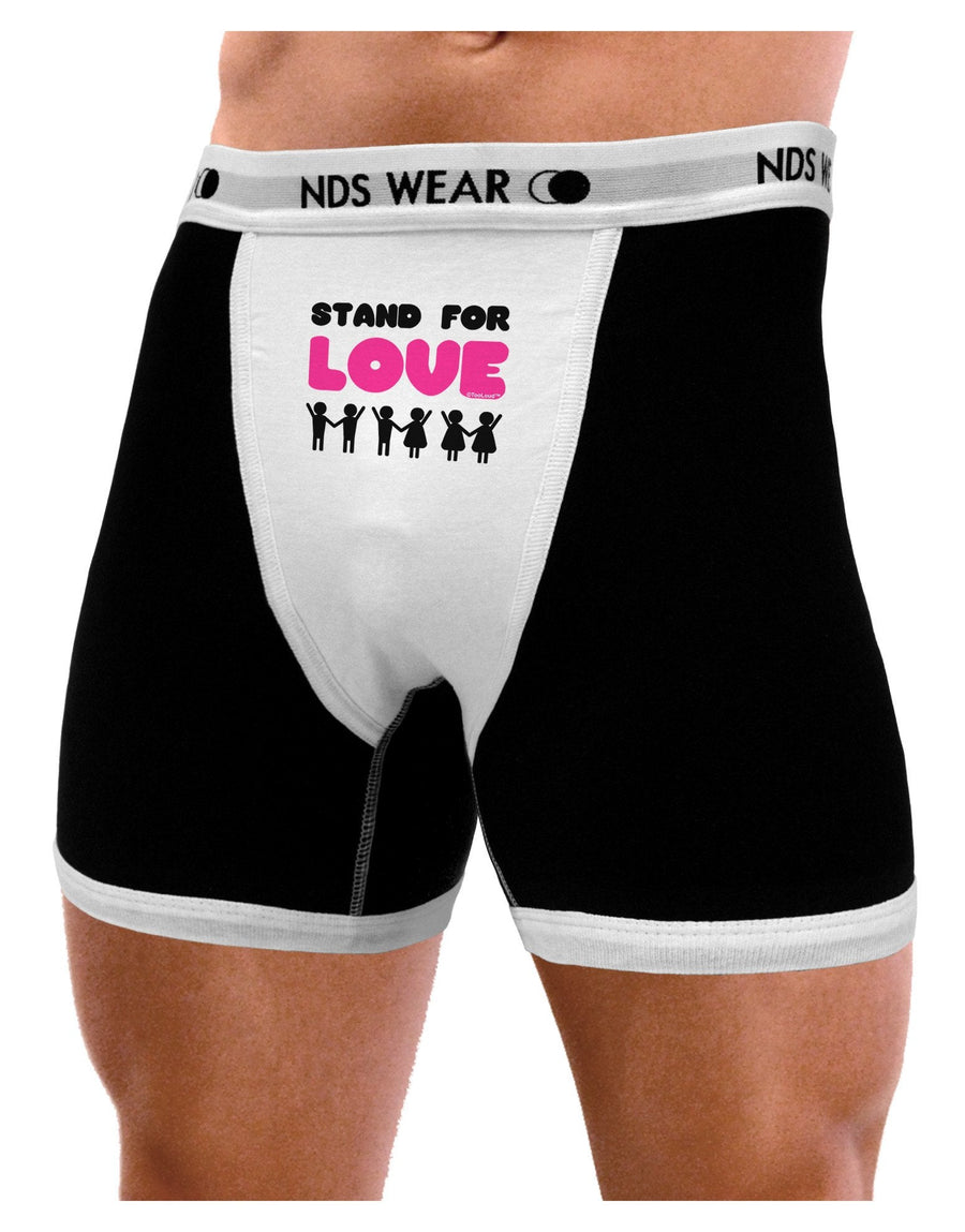 Stand For Love Pink Mens Boxer Brief Underwear-Boxer Briefs-NDS Wear-Black-with-White-Small-NDS WEAR