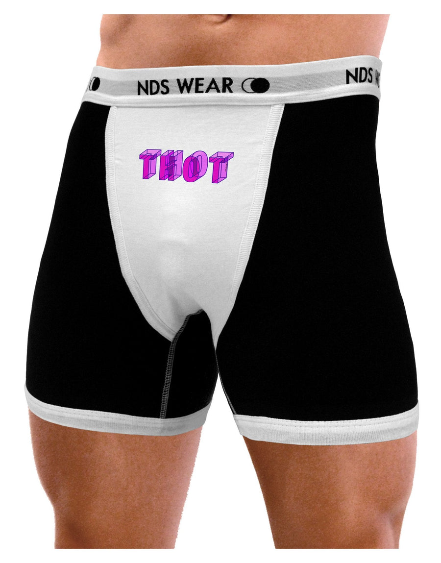 THOT Artistic Text Mens Boxer Brief Underwear-Boxer Briefs-NDS Wear-Black-with-White-Small-NDS WEAR