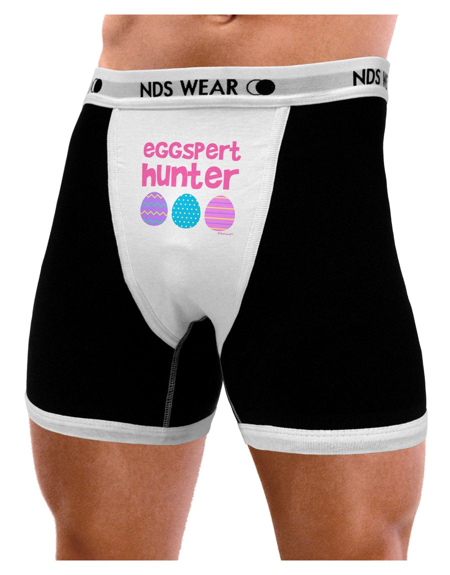 TooLoud Eggspert Hunter - Easter - Pink Mens Boxer Brief Underwear-Boxer Briefs-NDS Wear-Black-with-White-Small-NDS WEAR