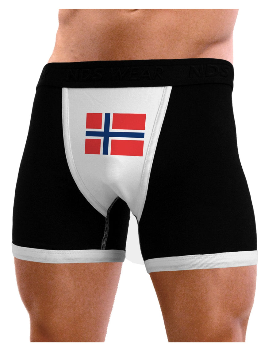 TooLoud Norwegian Flag Mens Boxer Brief Underwear-Mens-BoxerBriefs-NDS Wear-Black-with-White-Small-NDS WEAR