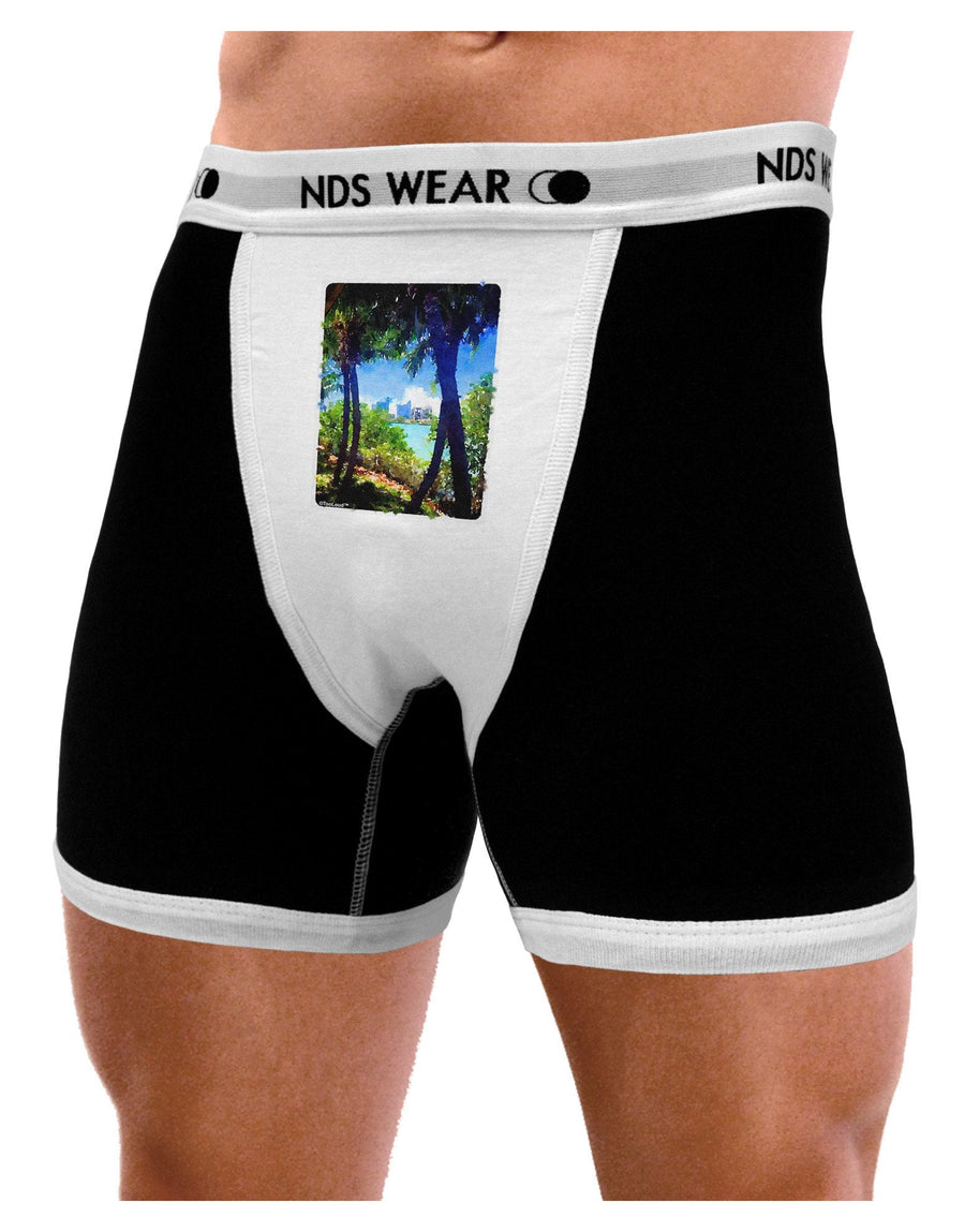 TooLoud Tropical Skyline Mens Boxer Brief Underwear-Boxer Briefs-NDS Wear-Black-with-White-Small-NDS WEAR