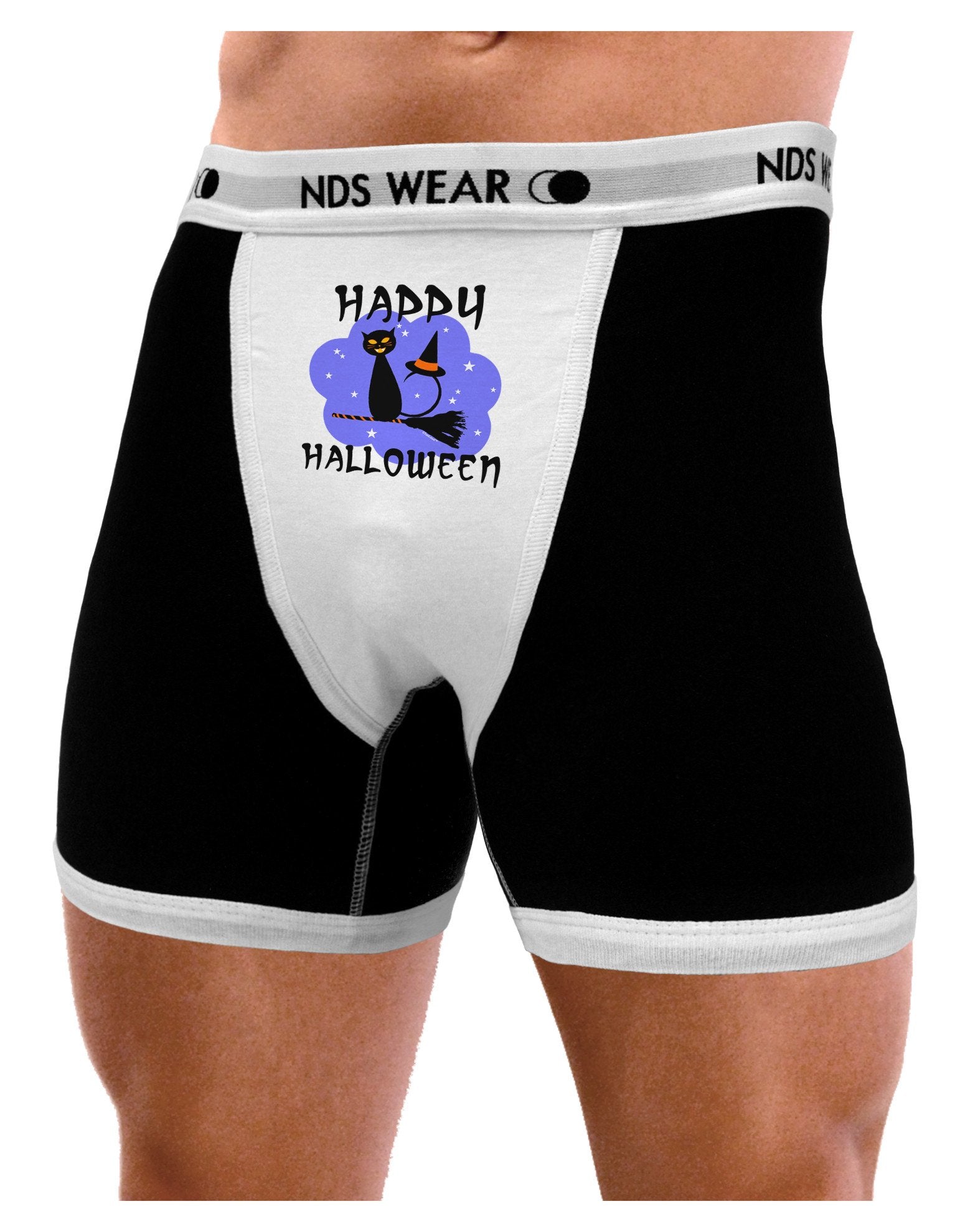 TooLoud Witch Cat Mens Boxer Brief Underwear-Boxer Briefs-NDS Wear-Black-with-White-Small-NDS WEAR