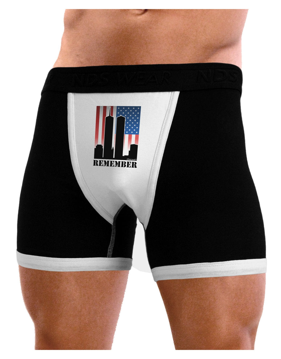 Twin Towers Remember Mens Boxer Brief Underwear-Boxer Briefs-NDS Wear-Black-with-White-Small-NDS WEAR