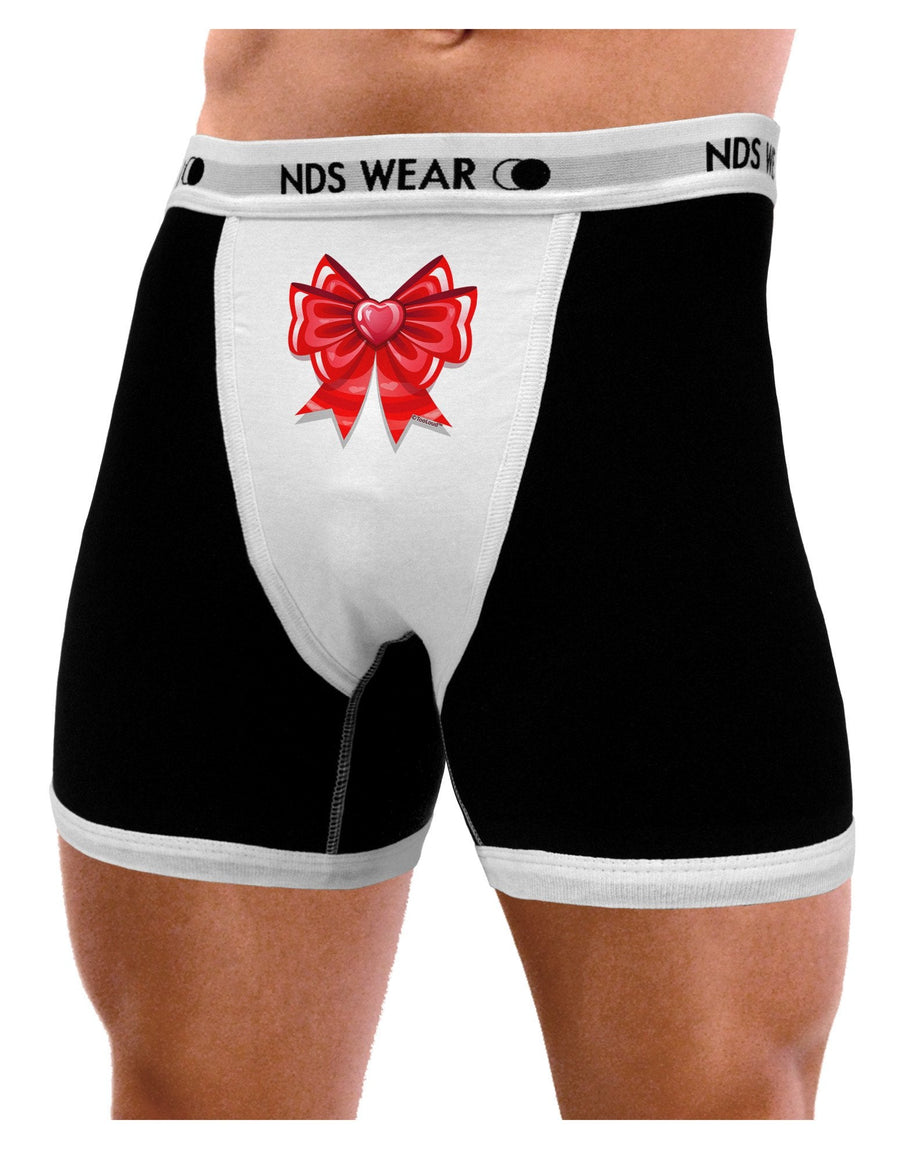 Valentine's Day Heart Bow Mens Boxer Brief Underwear-Boxer Briefs-NDS Wear-Black-with-White-Small-NDS WEAR