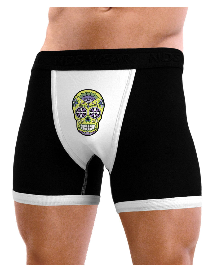 Version 7 Poison Day of the Dead Calavera Mens Boxer Brief Underwear-Boxer Briefs-NDS Wear-Black-with-White-Small-NDS WEAR