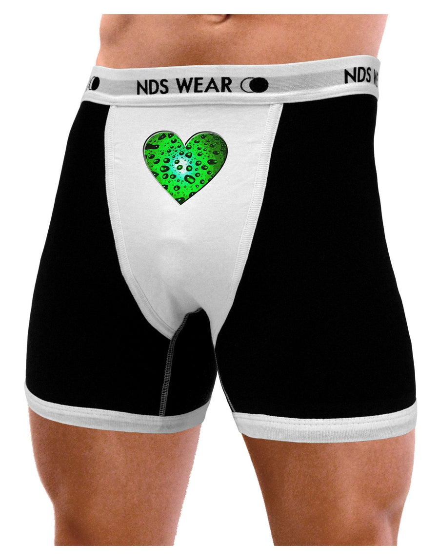 Water Droplet Heart Green Mens Boxer Brief Underwear by TooLoud-Boxer Briefs-NDS Wear-Black-with-White-Small-NDS WEAR