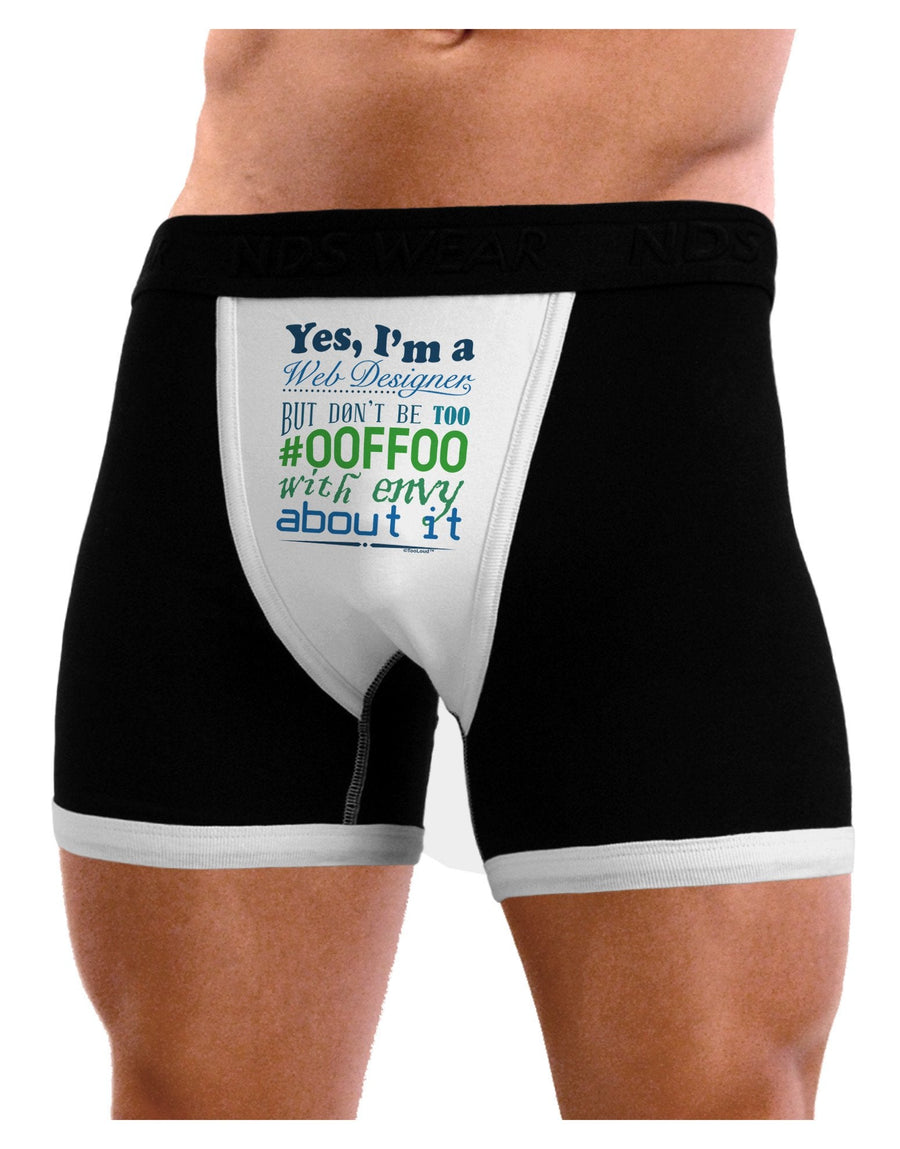 Web Designer -00FF00 With Envy Mens Boxer Brief Underwear-Boxer Briefs-NDS Wear-Black-with-White-Small-NDS WEAR