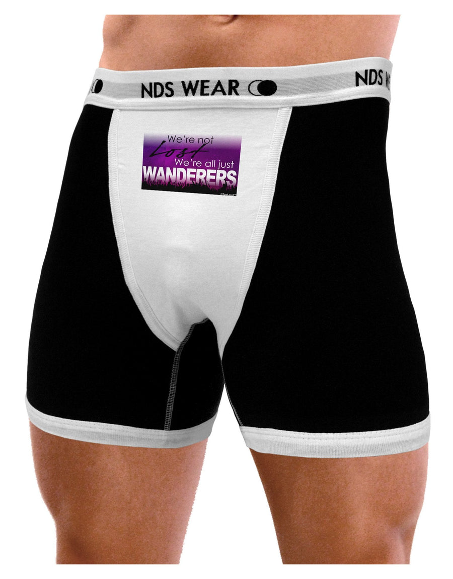 We're All Just Wanderers Mens Boxer Brief Underwear-Boxer Briefs-NDS Wear-Black-with-White-Small-NDS WEAR