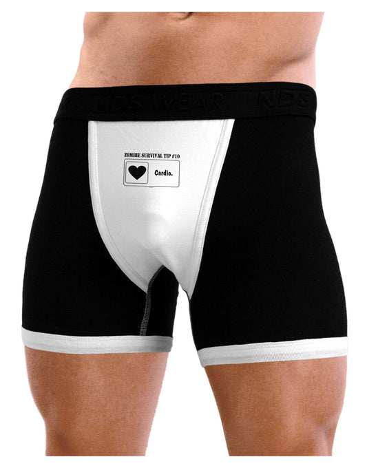 Zombie Survival Tip # 17 - Cardio Mens Boxer Brief Underwear-Boxer Briefs-NDS Wear-Black-with-White-Small-NDS WEAR